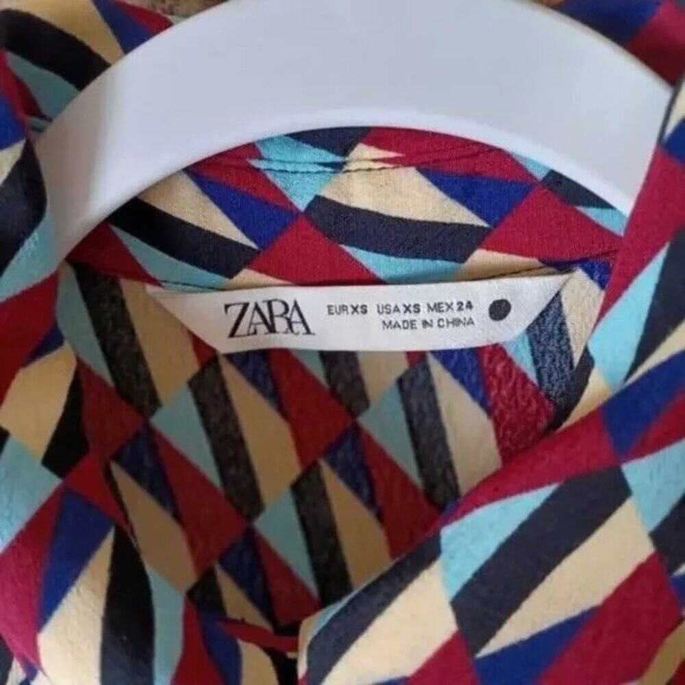 Zara Sussy Geometric Maxi Shirtdress Multicolor XS - Picture 5 of 12
